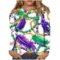 thumbnail image 1 of Lopecy-Sta Sweatshirts for Women Trendy Casual Carnival Print Round Neck Pullover Loose Long Sleeve Raglan Sleeve Plus Size Top, 1 of 5