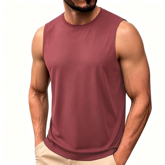 Lopecy-Sta Tank Tops for Men Crew Neck Solid Loose Fit Sleeveless Soft Breathable Summer Beach Daily Casual Muscle Vest