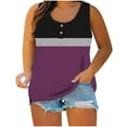 thumbnail image 1 of Lopecy-Sta Tank Tops for Women, Scoop Neck Color Block Sleeveless Tops, Henley Style Casual Tank Tops, Loose Fit Plus Size Tops, 1 of 5