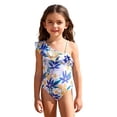 thumbnail image 1 of Lopecy-Sta Toddler Girl Swimsuit Cute Pattern Print One Piece Sleeveless Ruffle Shoulder Single Spaghetti Strap Bathing Suit Beach Vacation Swimsuit, 1 of 8