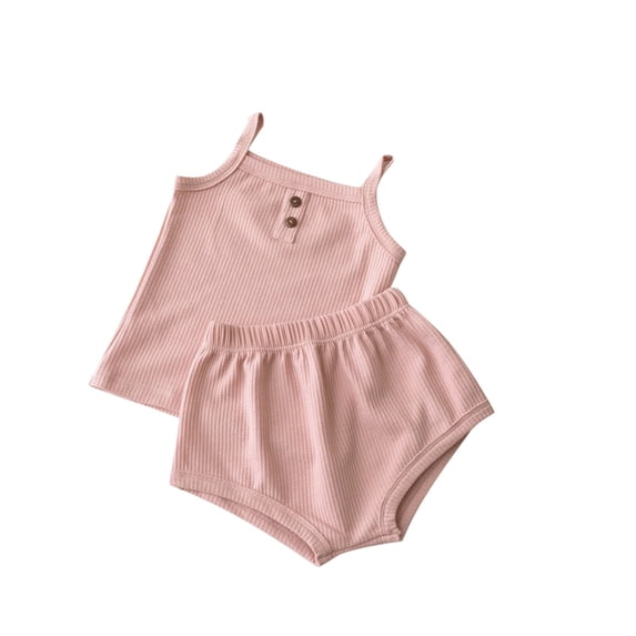 Lopecy-Sta Toddler Girls Solid Color Sleeveless Tie Camisole Top and Shorts Set Two-piece Summer Outfit Set