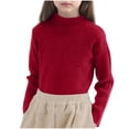 thumbnail image 1 of Lopecy-Sta Toddler Kids Mock Neck Sweater, 1-13Y Girls Boys Long Sleeve Knit Pullover, Children’s Casual Comfortable Solid Knitted Top for Daily/School/Layering Red, 1 of 5