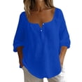 thumbnail image 1 of Lopecy-Sta Tops for Women 3/4 Sleeve Square Neck Button Detail Casual Top For Spring And Summer Wear, 1 of 6