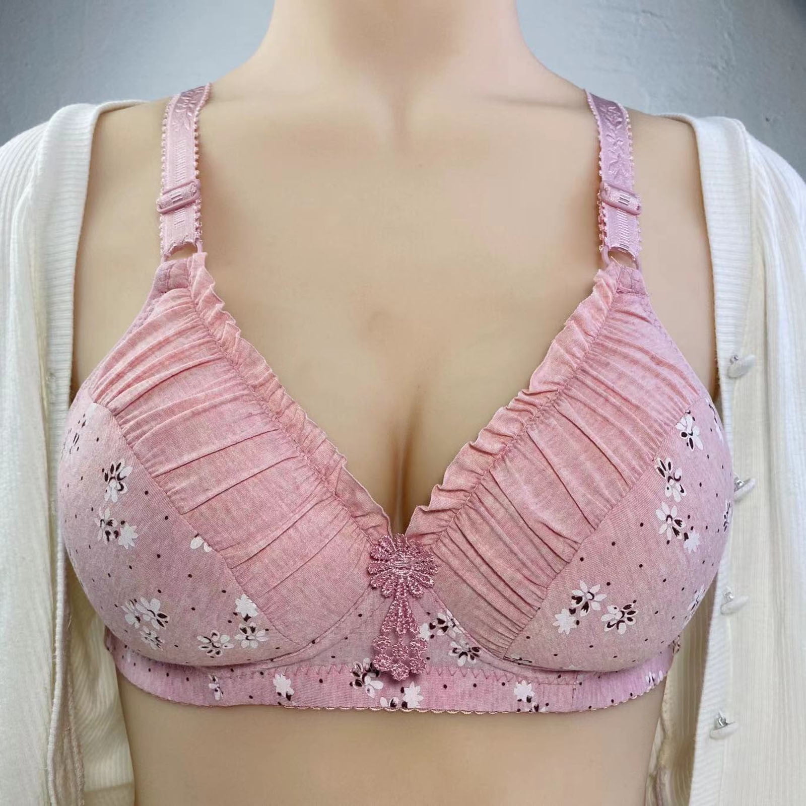 Lopecy-Sta Woman Sexy Ladies Bra without Steel Rings Sexy Vest Large Lingerie  Bras Everyday Bra Womens Bras Sales Clearance Bralettes for Women Pink 
