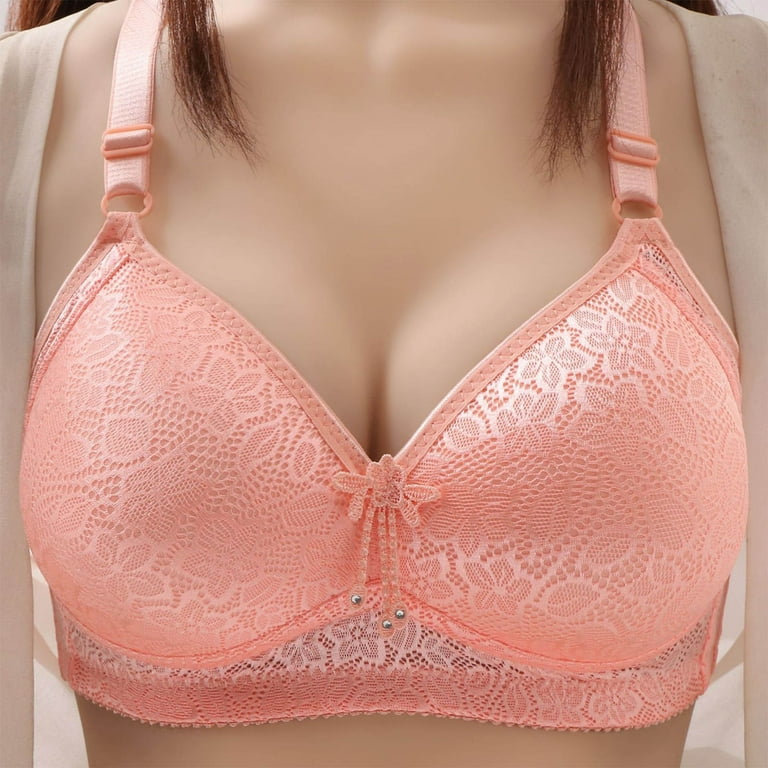 Lopecy-Sta Woman's Comfortable Lace Breathable Bra Underwear No Rims Lace  Bralettes for Women Discount Clearance Bralettes for Women Pink 