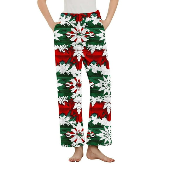 Lopecy-Sta Women Pajamas Bottoms Christmas Comfy Casual Pajama Pants with Pockets & Drawstring Warm Pajama Sleep Pants Fleece Sleepwear Bottom for Women