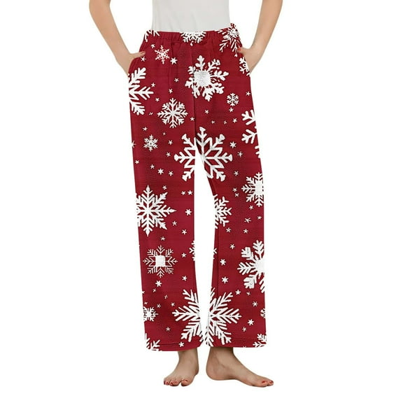 Lopecy-Sta Women Pajamas Bottoms Christmas Comfy Casual Pajama Pants with Pockets & Drawstring Warm Pajama Sleep Pants Fleece Sleepwear Bottom for Women