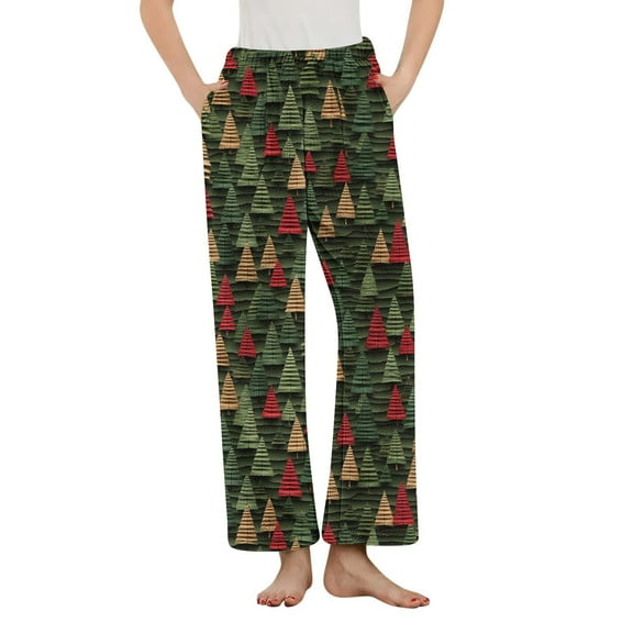 Lopecy-Sta Women Pajamas Bottoms Christmas Comfy Casual Pajama Pants with Pockets & Drawstring Warm Pajama Sleep Pants Fleece Sleepwear Bottom for Women