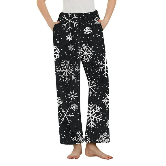Lopecy-Sta Women Pajamas Bottoms Christmas Comfy Casual Pajama Pants with Pockets & Drawstring Warm Pajama Sleep Pants Fleece Sleepwear Bottom for Women