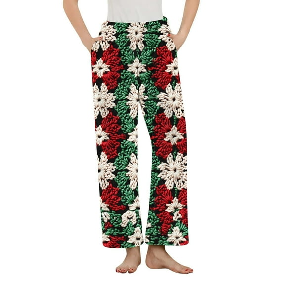 Lopecy-Sta Women Sleep Pants with Pockets Christmas Comfy Casual Pajama Pants with Pockets & Drawstring Warm Pajama Sleep Pants Fleece Sleepwear Bottom for Women