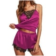 thumbnail image 1 of Lopecy-Sta Women Sleepwear Sleeveless Strap Nightwear Lace Trim Satin Cami top Pajama Sets Womens Pajama Sets Pajamas for Women Hot Pink - L, 1 of 4