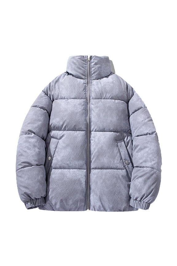 Women Stand Collar Zip Up Solid Quilted Puffer Jacket Regular Fit Lightweight Short Padded Bubble Coat Wrinkle Resistant Casual Fall Winter