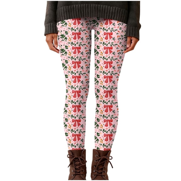 Lopecy-Sta Women's Athletic Pants Christmas Print High Waist Yoga Pants Comfy Straight Pajamas Trousers Sweatpants Running Yoga Slim Fit Leisure Pants