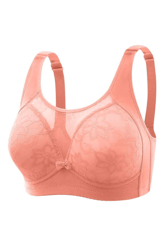Women's Bra U‑Neck Wireless Padded Bralette with Wide Support Straps Natural Lift and Side‑Contour Design Sweet Bow Detail Full‑Coverage Intimates for Ladies