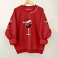 thumbnail image 1 of Lopecy-Sta Women's Christmas Cat Print Crew Neck Sweatshirt, Polyester Casual Long Sleeve Pullover Top Red S, 1 of 4