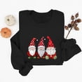 thumbnail image 1 of Lopecy-Sta Women's Christmas Gnome Print Crewneck Sweatshirt, Casual Long Sleeve Pullover Top for Holiday Party Daily Wear Black XL, 1 of 6