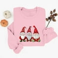 thumbnail image 1 of Lopecy-Sta Women's Christmas Gnome Print Crewneck Sweatshirt, Casual Long Sleeve Pullover Top for Holiday Party Daily Wear Pink L, 1 of 6