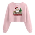 thumbnail image 1 of Lopecy-Sta Women's Christmas Holiday Graphic Crop Top Sweatshirt, "Holiday Cheer Poured Here" Loose Casual Crewneck Long Sleeve Pullover Top for Women Pink XL, 1 of 2