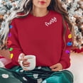 thumbnail image 1 of Lopecy-Sta Women's Christmas Merry Print Crewneck Sweatshirt, Fleece-Lined Long Sleeve Casual Pullover for Holiday Party Daily Wear Red 3XL, 1 of 9
