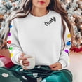 thumbnail image 1 of Lopecy-Sta Women's Christmas Merry Print Crewneck Sweatshirt, Fleece-Lined Long Sleeve Casual Pullover for Holiday Party Daily Wear White S, 1 of 9