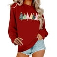 thumbnail image 1 of Lopecy-Sta Women's Christmas Print Crew Neck Sweatshirt, Loose Casual Japanese Sweatshirt Top, Festive Holiday Pullover Wine 3XL, 1 of 6