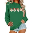 thumbnail image 1 of Lopecy-Sta Women's Christmas Santa Faces Graphic Crew Neck Sweatshirt, Loose Casual Japanese Sweatshirt Top, Festive Holiday Pullover for Women Green XS, 1 of 6