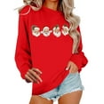 thumbnail image 1 of Lopecy-Sta Women's Christmas Santa Faces Graphic Crew Neck Sweatshirt, Loose Casual Japanese Sweatshirt Top, Festive Holiday Pullover for Women Red 3XL, 1 of 6