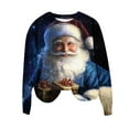 thumbnail image 1 of Lopecy-Sta Women's Christmas Santa Graphic Crew Neck Sweatshirt, Loose Long Sleeve Japanese Sweatshirt Top, Festive Holiday Casual Pullover for Women Black L, 1 of 4