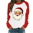thumbnail image 1 of Lopecy-Sta Women's Christmas Santa Plaid Raglan Sweatshirt, Casual Long Sleeve Crew Neck Pullover, Healthy Fabric Fleece Holiday Top for Women Red L, 1 of 3