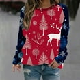 thumbnail image 1 of Lopecy-Sta Women's Christmas Snowflake Print Long Sleeve T-Shirt, Loose Crew Neck Casual Holiday Top Multicolor 2XL, 1 of 4
