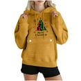 thumbnail image 1 of Lopecy-Sta Women's Christmas Tree Merry Christmas Print Hoodie, Fleece-Lined Japanese Sweatshirt Long Sleeve Pocket Pullover Yellow XL, 1 of 3