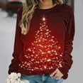 thumbnail image 1 of Lopecy-Sta Women's Christmas Tree Print Crew Neck Sweatshirt, Loose Long Sleeve Casual Holiday Pullover Top Multicolor XL, 1 of 6