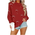 thumbnail image 1 of Lopecy-Sta Women's Christmas Wine Glass Allover Print Crew Neck Sweatshirt, Loose Drop Shoulder Polyester Long Sleeve Top, Festive Holiday Pullover Wine M, 1 of 4