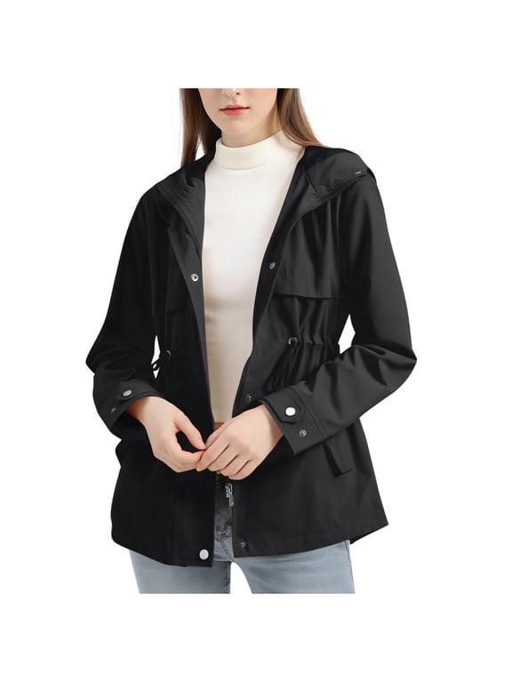 Women's Drawstring Waist Hooded Jacket Casual Lightweight Coat Long Sleeve Utility Outerwear for Fall and Winter, Multiple Colors Available