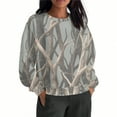thumbnail image 1 of Lopecy-Sta Women's Fall Leaf Print Loose Long Sleeve Sweatshirt, Casual Camo Graphic Pullover, Fashion Comfortable Crew Neck Top for Autumn Gray L, 1 of 9