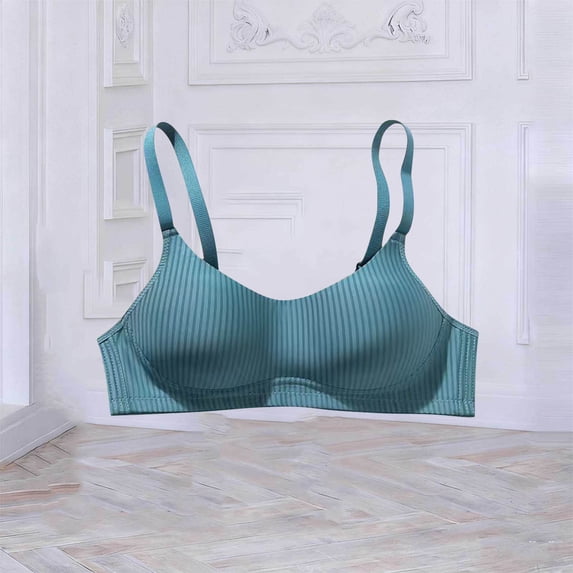 Lopecy-Sta Women's Invisible Seamless Ribbed Bra, Wireless Lightly Padded Everyday T-Shirt Bra with Adjustable Shoulder Straps, Comfortable Breathable Bralette for Daily Wear