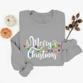 thumbnail image 1 of Lopecy-Sta Women's Merry Christmas Light Print Crewneck Sweatshirt, Casual Long Sleeve Pullover Top for Holiday Party Daily Wear Gray XL, 1 of 6