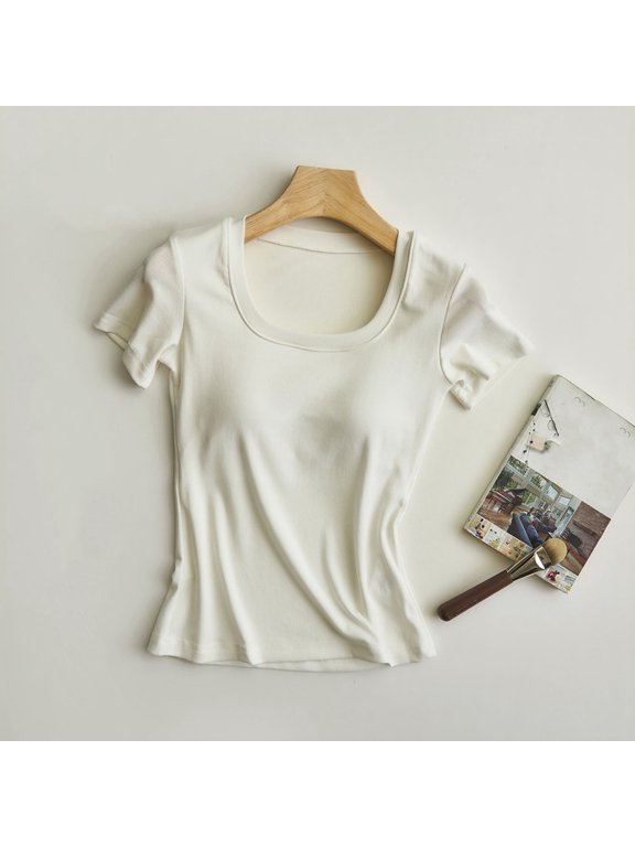 Women’s Pajama Top U-Neck Short Sleeve Loungewear T-Shirt Breathable Nightwear Casual Sleep Blouse
