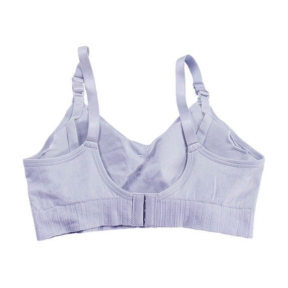 Lopecy-Sta Women's Ribbed Nursing Bra for Breastfeeding, Seamless V-Neck Maternity Bralette with Drop-Down Cups and Adjustable Straps, Soft Breathable Comfortable Pregnancy Underwear