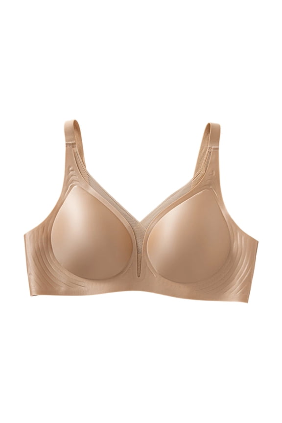 Women’s Seamless V Mesh Insert Wireless Support Bra, Nylon Spandex Smooth Moulded Cups, Wide Adjustable Straps, Strong Side Lift Anti Sagging Comfort T-Shirt Bra