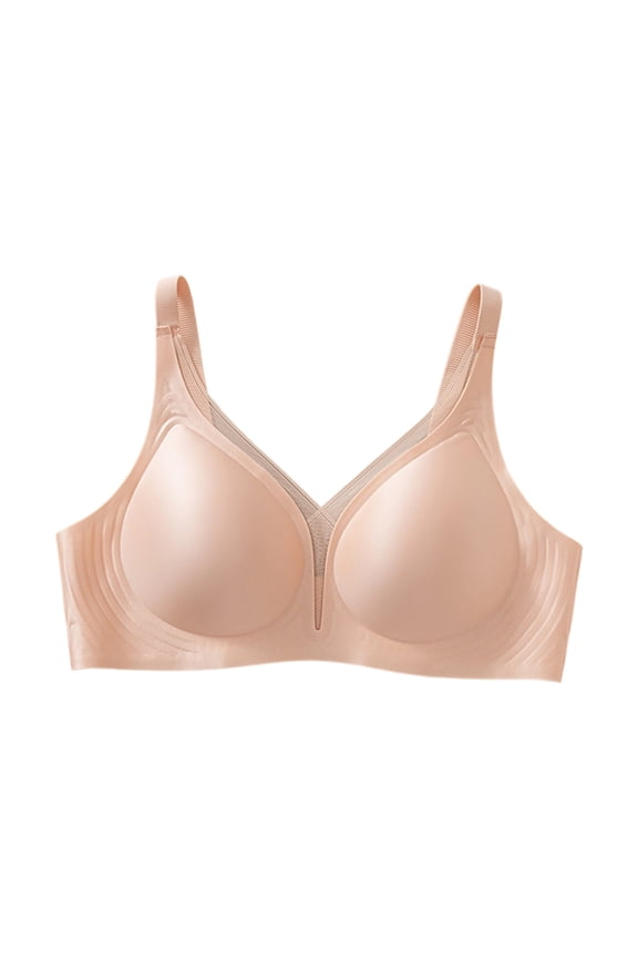 Women’s Seamless V Mesh Insert Wireless Support Bra, Nylon Spandex Smooth Moulded Cups, Wide Adjustable Straps, Strong Side Lift Anti Sagging Comfort T-Shirt Bra