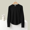 thumbnail image 1 of Lopecy-Sta Women's Thermal Crew Neck Long Sleeve Top, Solid Color Fleece-Lined Basic Layering Shirt for Casual Daily Wear & Cold Weather Black 2XL, 1 of 3