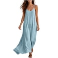 thumbnail image 1 of Lopecy-Sta Womens Dresses Sleeveless Spaghetti Strap V Neck Linen Maxi Dress Casual Boho Summer Beach Vacation Dress, 1 of 5