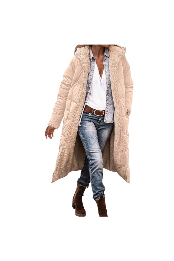 Womens Fleece Jackets 2025 Winter Fashion Clothes Oversized Shearling Fleece Long Coats Jackets with Hood