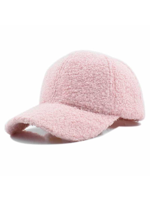 Womens Hats Fuzzy Baseball Cap Curved Brim Warm Teddy Style Winter Hat For Casual Daily Wear