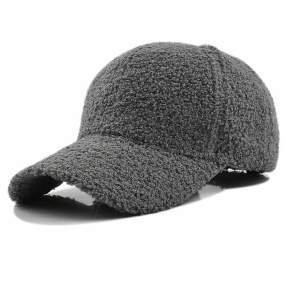 Lopecy-Sta Womens Hats Fuzzy Baseball Cap Curved Brim Warm Teddy Style Winter Hat For Casual Daily Wear
