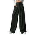 thumbnail image 1 of Lopecy-Sta Womens Lounge Pants Wide Leg Pants Elastic High Waisted Solid Casual Palazzo Pants Trousers with Pockets, 1 of 6