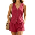 thumbnail image 1 of Lopecy-Sta Womens Matching Sets Sleeveless V Neck Vest Top and Relaxed Fit Shorts Fashion Going Out Two Piece Outfits for Summer Streetwear, 1 of 7