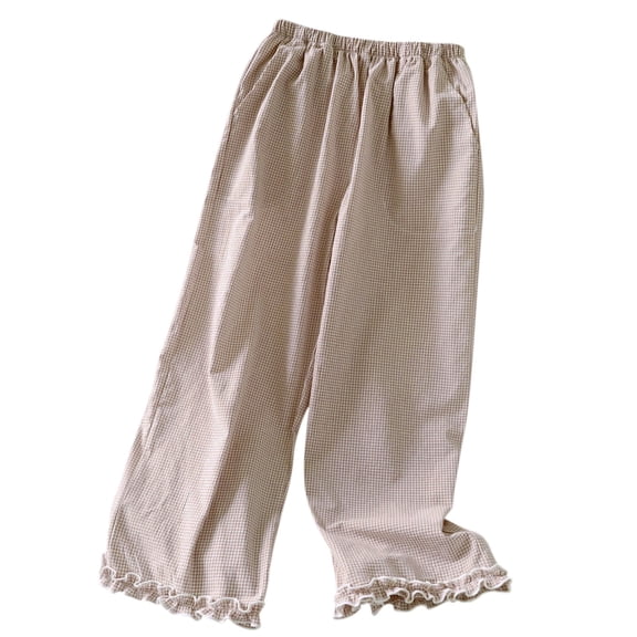 Lopecy-Sta Womens Pajama Pants Plaid Wide Leg Pajama Lounge Pants Plaid Cotton Pajama Bottoms with Pockets Casual Home Long Pants