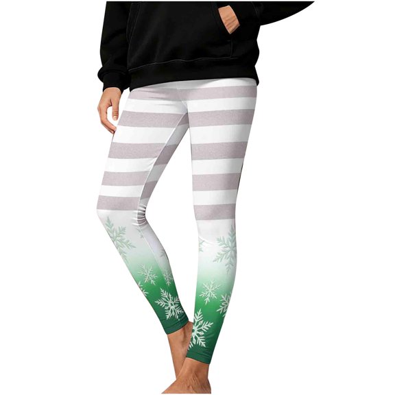 Lopecy-Sta Womens Pants Trendy Christmas Stripe Print Leggings Printed High Waisted Tights Trendy Workout Yoga Pants Sports Fitness Pants